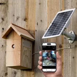 Solar Powered Wooden Bird House Solar Powered Wooden Bird House