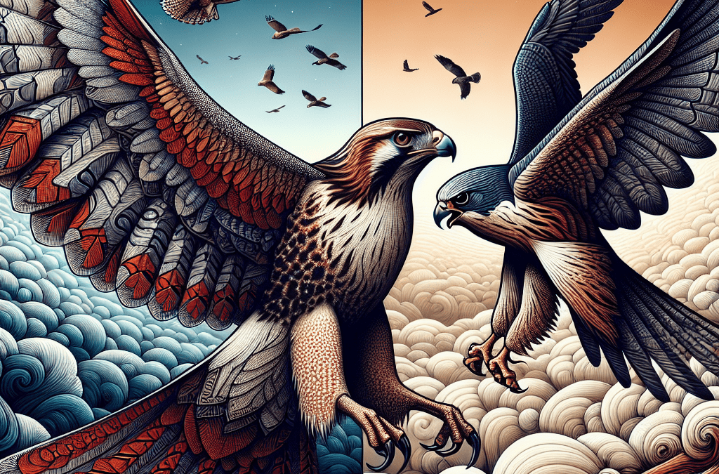 Illustration of majestic eagles in flight with intricate details.