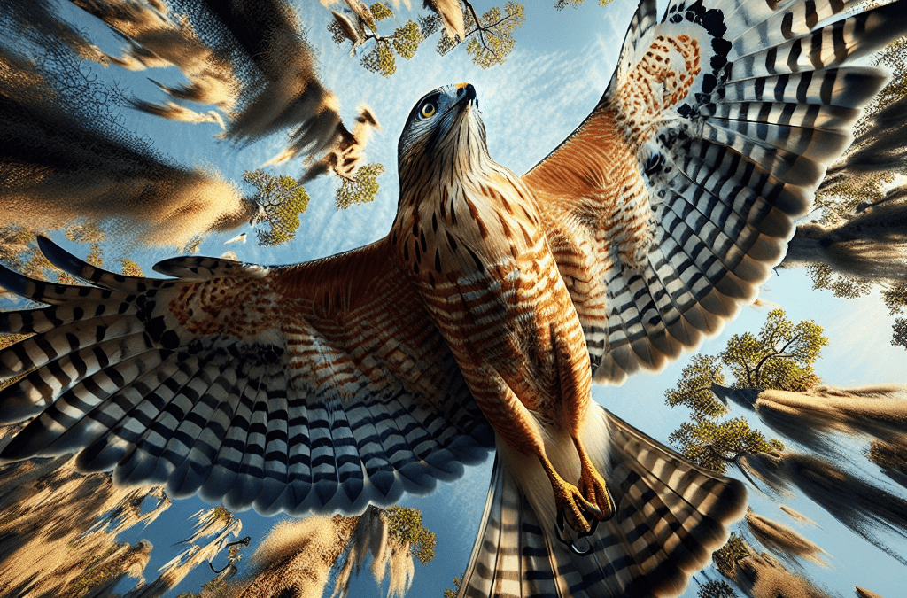 Majestic hawk soaring over forest - wildlife photography