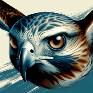 Detailed illustration of hawk's intense gaze.