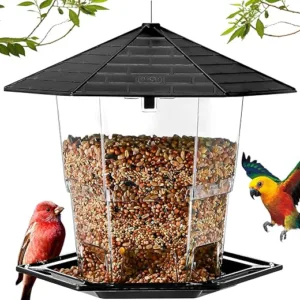 Jealoeur Outdoor Bird Feeder with Retractable Latch, Hanging Wild Bird Seed for Garden Decoration and Yard Jealoeur Outdoor Bird Feeder with Retractable Latch, Hanging Wild Bird Seed for Garden Decoration and Yard