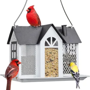 Kingsyard Outdoor Metal Mesh Bird Feeder House with Triple Feeders for Finch Cardinal Chickadee, Large Capacity, Weatherproof and Long-lasting Kingsyard Outdoor Metal Mesh Bird Feeder House with Triple Feeders for Finch Cardinal Chickadee, Large Capacity, Weatherproof and Long-lasting