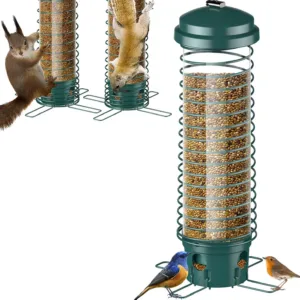 LCSEVEN Outdoor Squirrel Proof Bird Feeder – Hanging Metal Wild Bird Seed Feeder for Bluebird, Cardinal, Finch, Sparrow, Blue Jay, with 4 Ports LCSEVEN Outdoor Squirrel Proof Bird Feeder – Hanging Metal Wild Bird Seed Feeder for Bluebird, Cardinal, Finch, Sparrow, Blue Jay, with 4 Ports