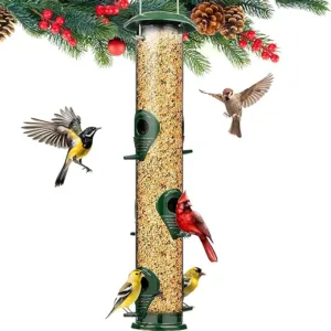 Outdoor Hanging Gray Bunny Metal Bird Feeder – 6-Port Tube Design, 16 Inches – Durable, Chew-Proof, and Rust-Proof Outdoor Hanging Gray Bunny Metal Bird Feeder – 6-Port Tube Design, 16 Inches – Durable, Chew-Proof, and Rust-Proof